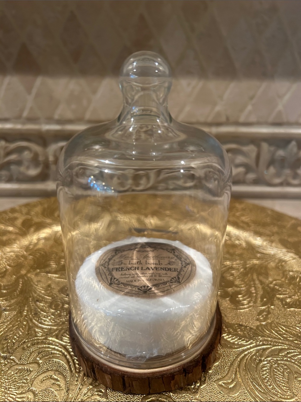 NWT Glass Cloche with French Lavender Candle